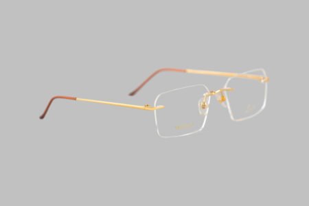 18k gold rimless frame glasses