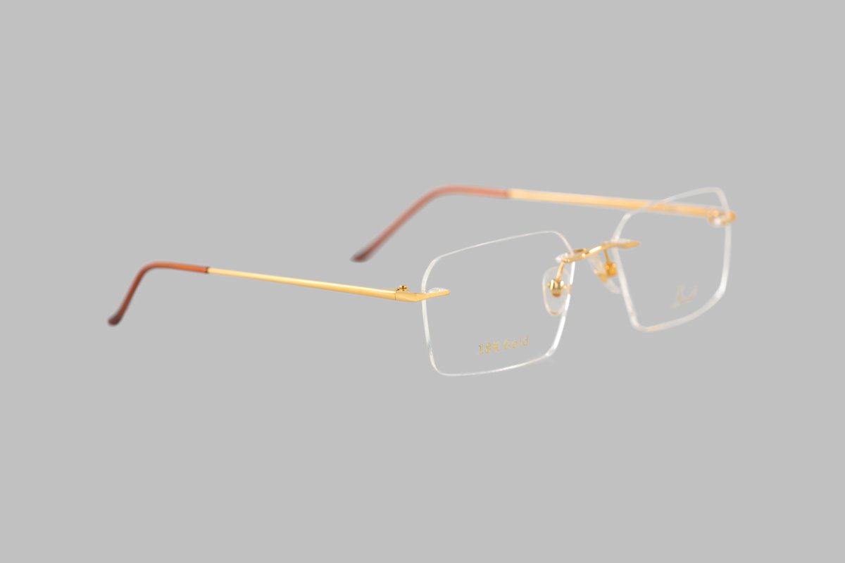18k gold rimless frame glasses