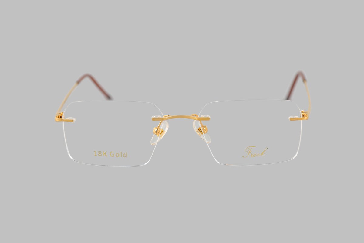 18k gold rimless eyeglasses frames