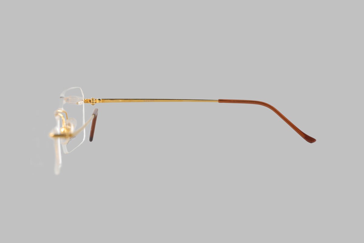 18k gold rimless frame glasses