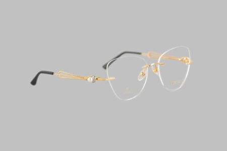 18kt gold rimless frame glasses women