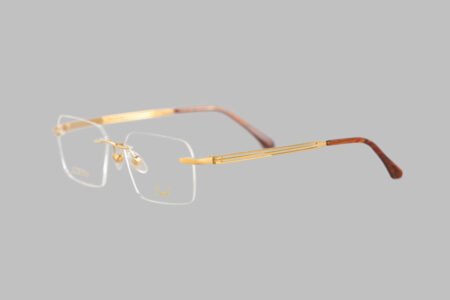 18k gold rimless eyewear frame