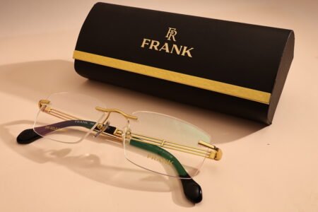 gold rimless glasses frame
