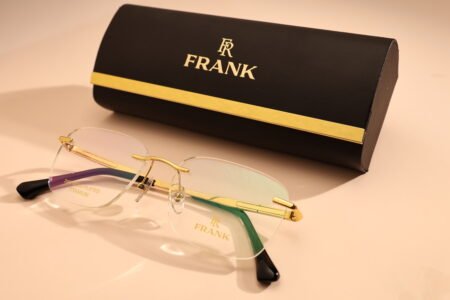 gold rimless frame glasses unisex