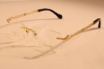rimless glasses gold frame